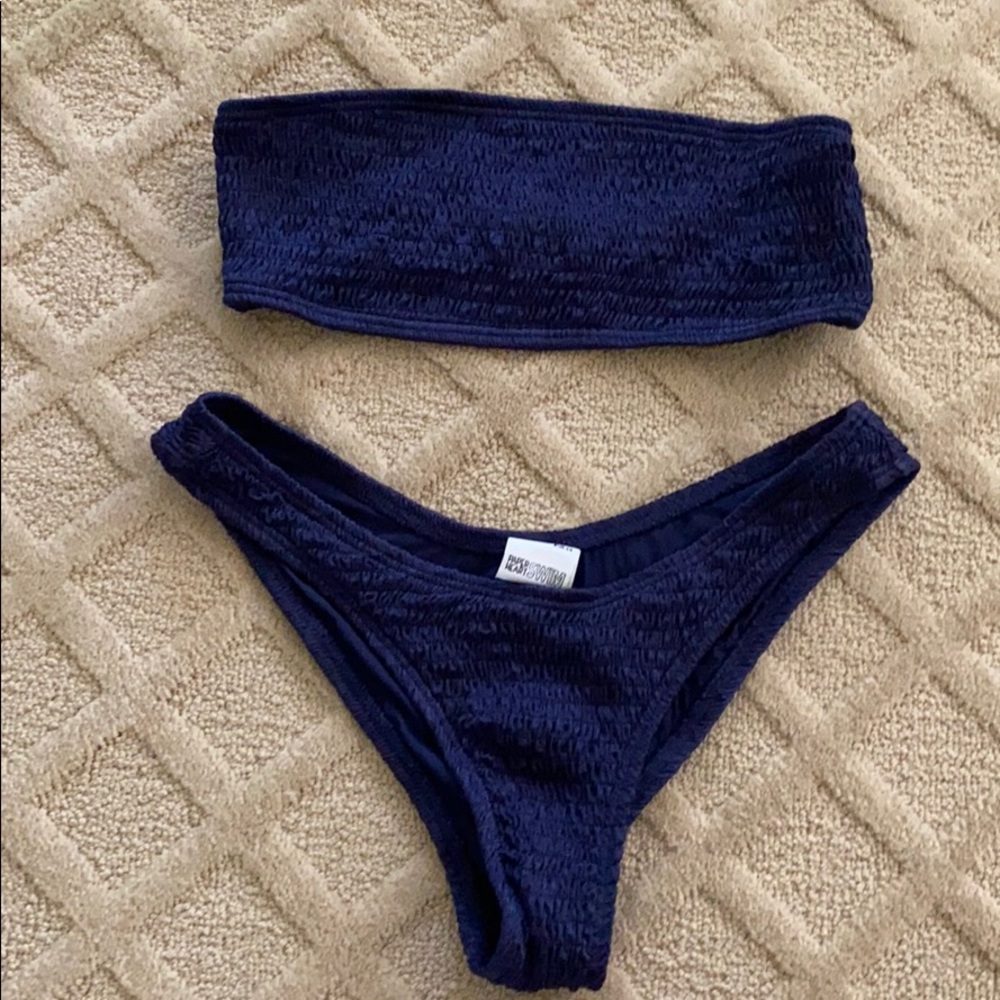 Paperhearts swim navy ruched bikini